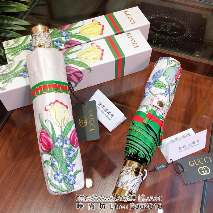 GUCCI古馳 專櫃夏季新款 全自動折疊晴雨傘 花卉圖案 防雨防紫外線隔熱傘  sll1019